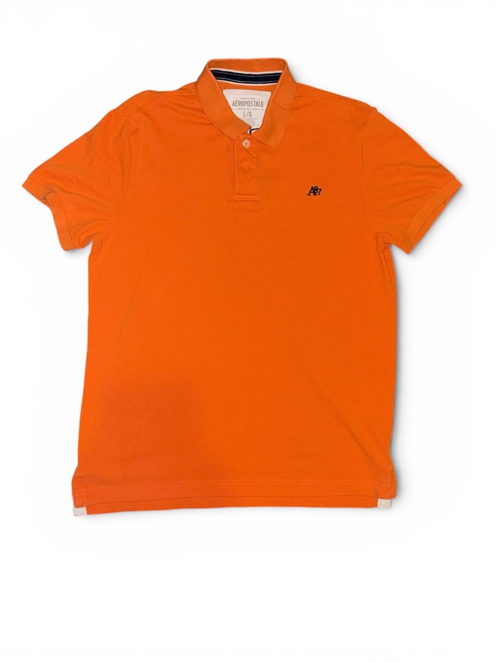 Aeropostale Men’s Large Orange A87 Logo Pique Polo Shirt Preppy Casual vintage